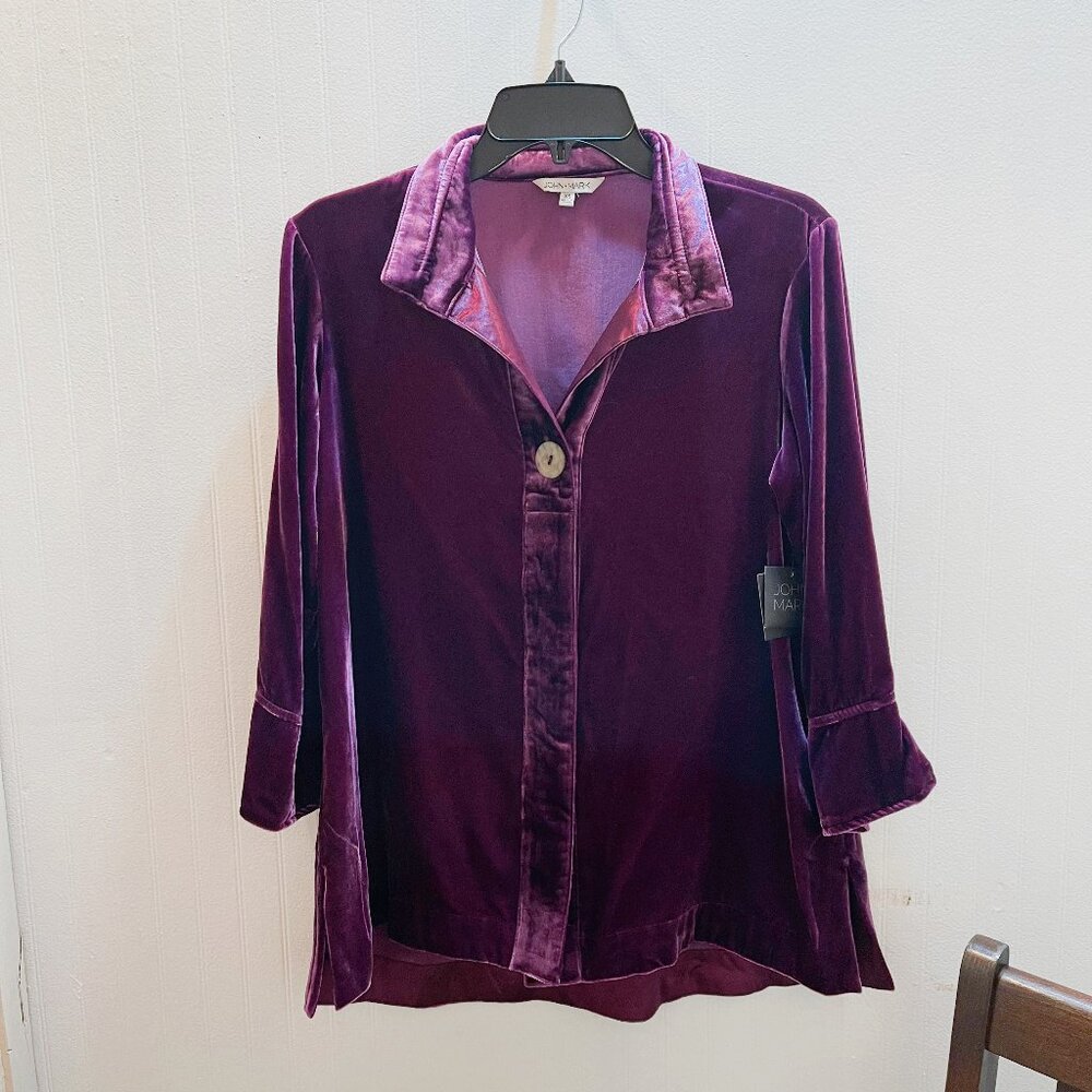 NWT John Mark Purple Velvet Top